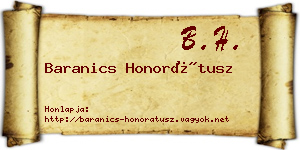 Baranics Honorátusz névjegykártya